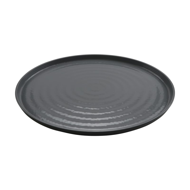 G.E.T. Enterprises RO-1612-GRS/BKM Roca Glazed 16" Oval Gray Gloss/Black Matte Melamine Platter
