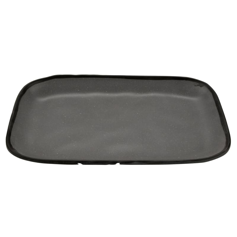 G.E.T. Enterprises CS-1170-GR Pottery Market Matte 12" x 7-1/2" Rectangular Speckled Gray Melamine Plate