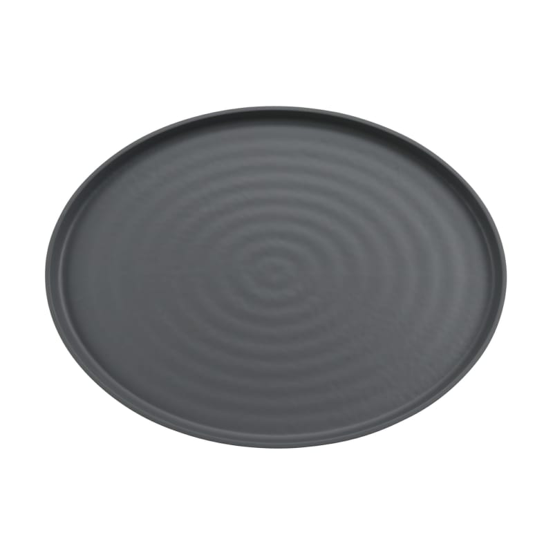G.E.T. Enterprises RO-1612-GRM/BKM Roca Matte 16" Oval Gray Matte/Black Matte Melamine Platter