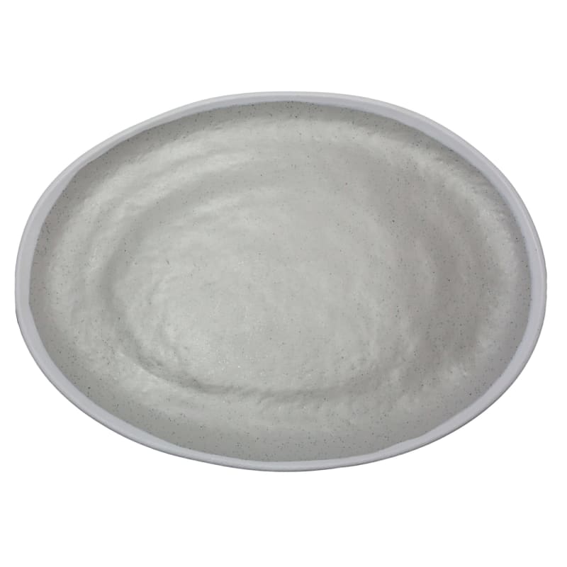 G.E.T. Enterprises P-183-DVG Pottery Market Glazed 18" x 13" Oval Dove Grey Melamine Platter