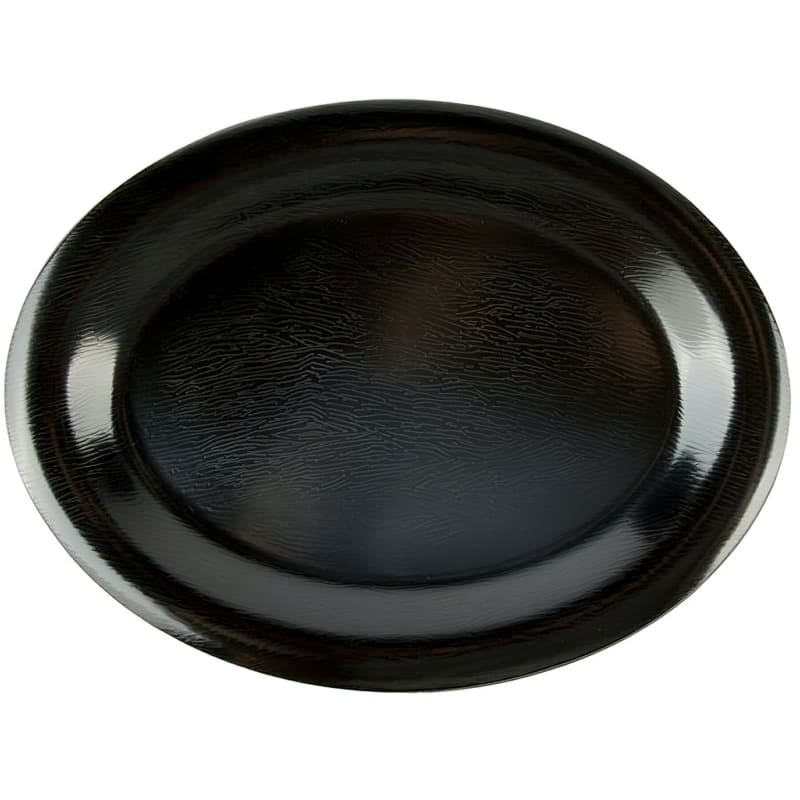 G.E.T. Enterprises OP-120-EW-BK Etchedware 11-7/8" Oval Textured Black Melamine Platter