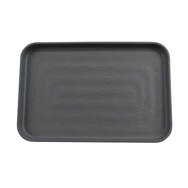 G.E.T. Enterprises RS-128-GRM/BKM Roca Matte 12" Rectangle Gray Matte/Black Matte Melamine Plate
