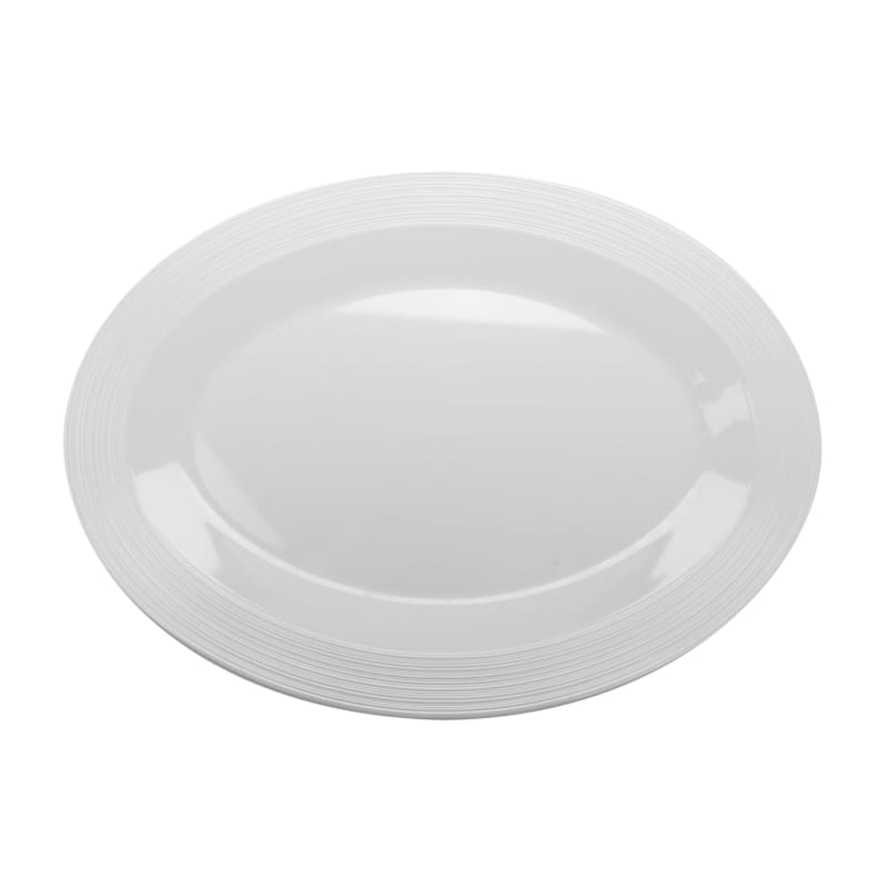 G.E.T. Enterprises PT-183-MN-W Minski 18" x 13" Oval White Melamine Platter