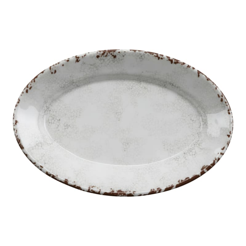G.E.T. Enterprises OP-911-FM French Mill 9 1/4" x 6 1/4" Glazed Irregular Oval Melamine Platter