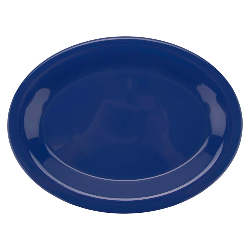 G.E.T. Enterprises OP-120-PB Diamond Mardi Gras 11-7/8" Oval Peacock Blue Melamine Platter