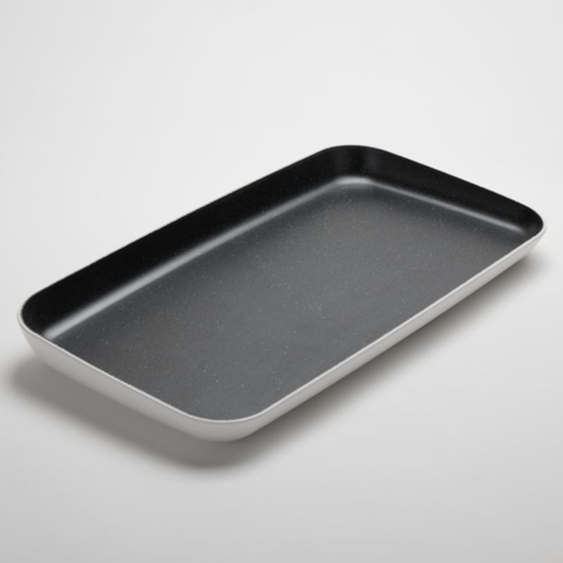 American Metalcraft LFTPB22 22" x 12-1/4" White/Black Melamine Lift Platter