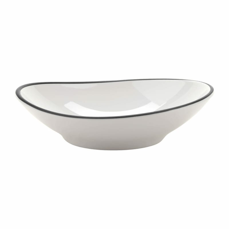 G.E.T. Enterprises B-100-W/BK Settlement Bistro 10 oz. Round White/Black Melamine Bowl