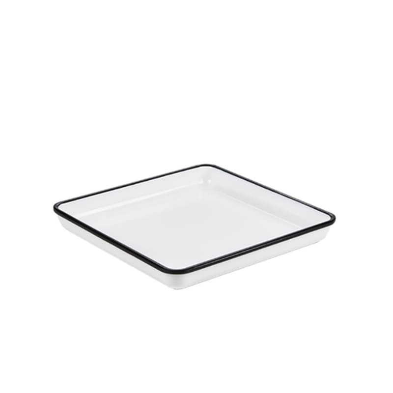 American Metalcraft MRSW9 9-7/8" Square White Melamine Endurance™ Platter with Black Rim