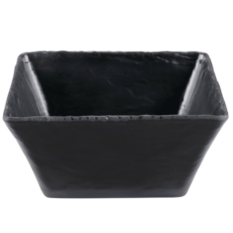 Cal-Mil 3498-8-65M Faux Slate 8" Black  Square Melamine Bowl