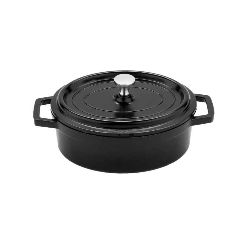 G.E.T. Enterprises CA-103-BK/BK/CC Heiss Minis 12 oz. Oval Black Cast Aluminum Mini Pot with Lid