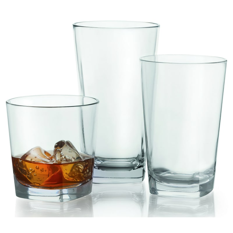 G.E.T. SW-1472-CL Cubed 16oz. Round Clear SAN Plastic Beverage Glass