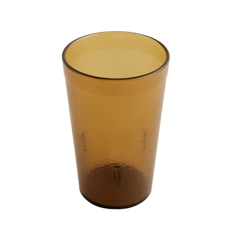 G.E.T. 6605-1-A Textured 5oz. Round Amber SAN Plastic Tumbler