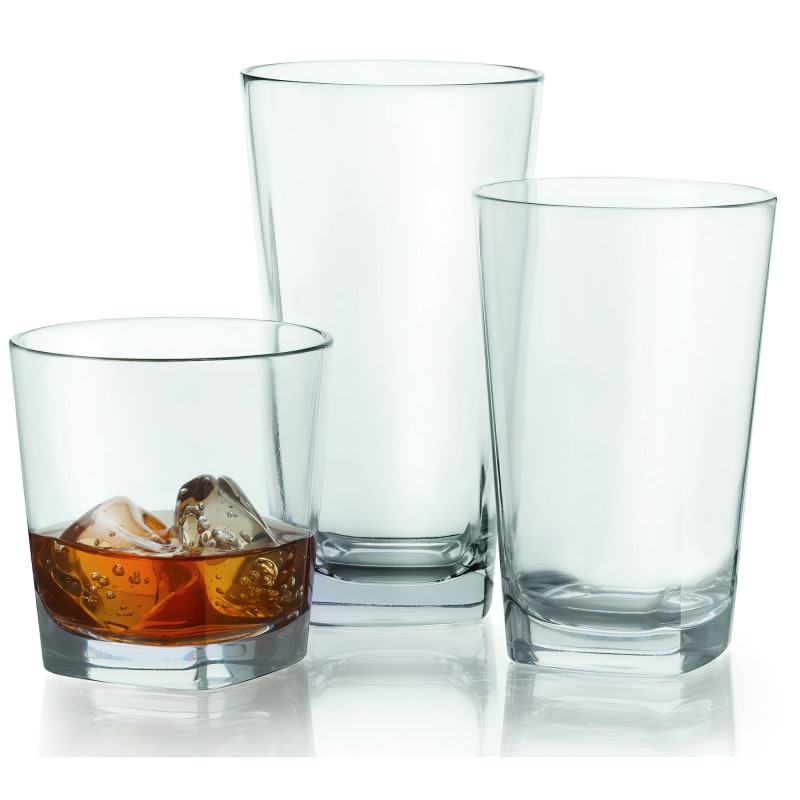 G.E.T. SW-1471-CL Cubed 12oz. Round Clear SAN Plastic Beverage Glass