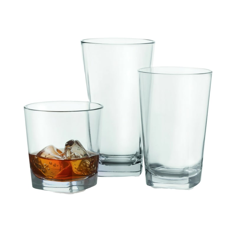 G.E.T. SW-1470-CL Cubed 9oz. Round Clear SAN Plastic Rocks Glass