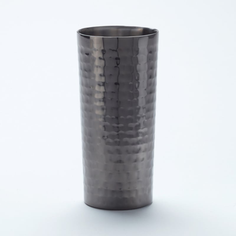 American Metalcraft HMCB14 14 oz. Hammered Silver Double-Wall Collins Glass