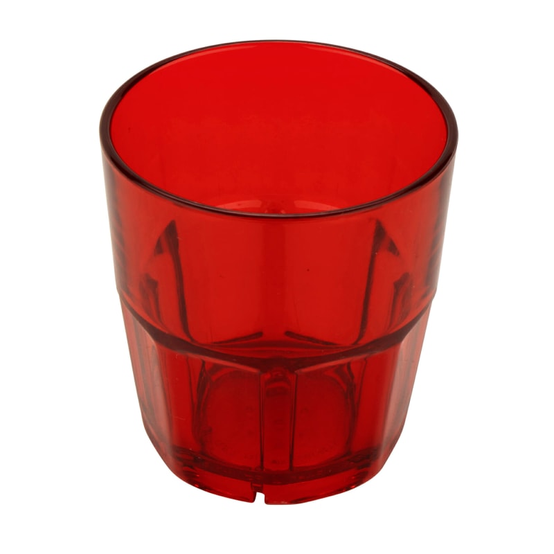 G.E.T. 9909-1-R Bahama™ 9oz. Round Red SAN Plastic Rocks Tumbler