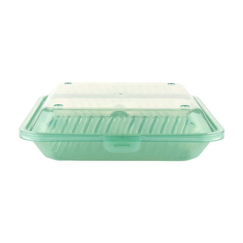 G.E.T. Enterprises EC-12-1-JA 3-Compartmant Polypropylene, Jade, Food Reusable Container, 9" L x 9" W x 2.5" H Reusable Takeout Container