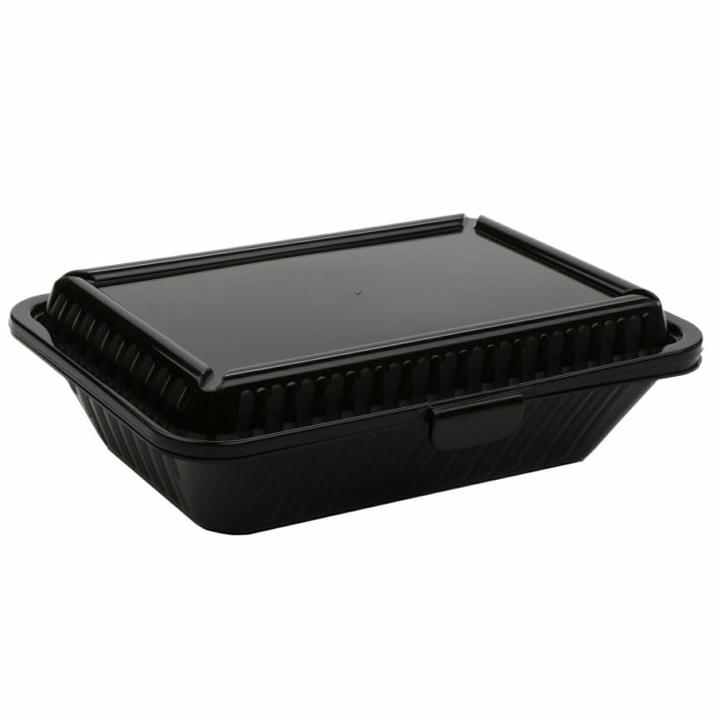 G.E.T. Enterprises EC-11-1-BK Half Size, Polypropylene, Black, Food Reusable Container, 9" L x 6.5" W x 2.75" H Reusable Takeout Container