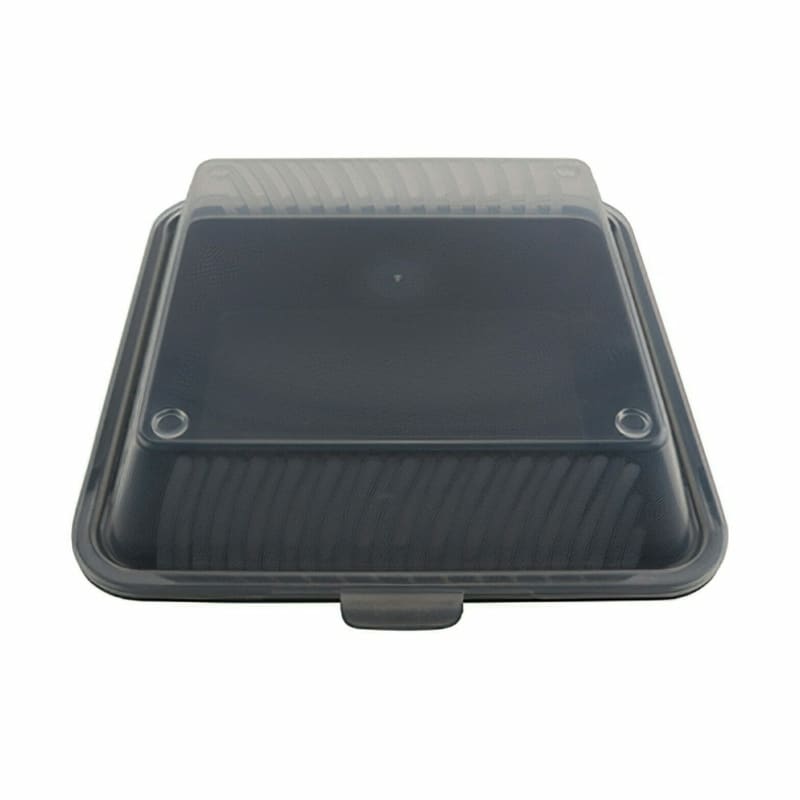 G.E.T. EC-10-2X-BK/CL Single Entree, Polypropylene, Black Base & Clear Lid, Food Reusable Container, 9" L x 9" W x 3.5" H, G.E.T. Eco- Takeout's