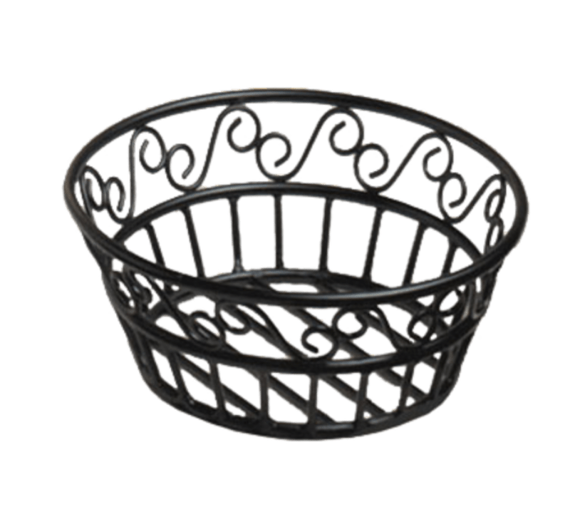 American Metalcraft BLSB80 8" Round Black Wire Bread Basket