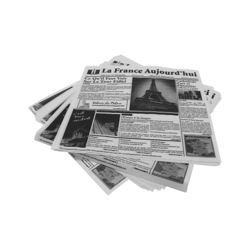 Clipper Mill by G.E.T. 4-TF1600 12" x 12" Food-Safe French Newsprint Liner, White, 1000 pieces./cs.