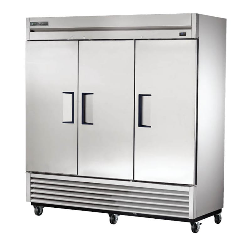 True T-72-HC 78 1/8"  Three Solid Swing Door Reach-In Refrigerator