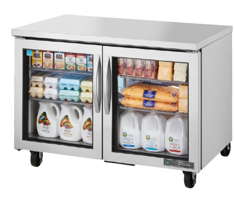 True TUC-48G-HC~FGD01 48" Framed Glass Two Door Stainless Steel Undercounter Refrigerator, Silver
