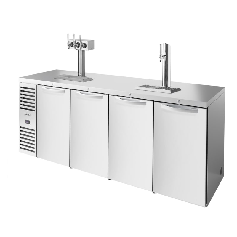 True TDR92-RISZ1-L-S-SSSS-1 Stainless Steel 92" Four Section Solid Door Draft Refrigerator