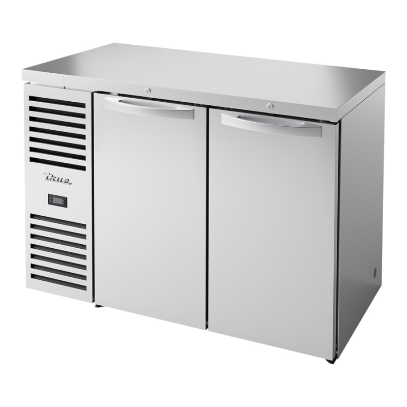 True TBR48-RISZ1-L-S-SS-1 48" Bar Refrigerator with 2 Swinging Solid Doors, Stainless
