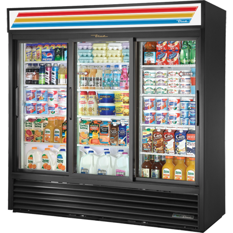 True GDM-69-HC-LD 78 1/8" Three Glass Slide Door Refrigerated Merchandiser