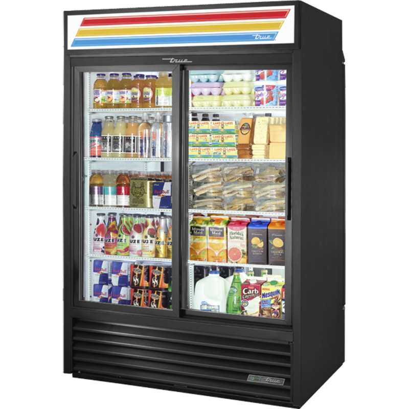 True GDM-47RL-HC-LD 54" Two Section Pass Thru  Merchandiser Black Powder Coated