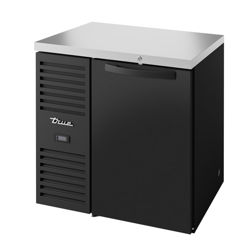 True TBR32-RISZ1-L-B-S-1 32" Bar Refrigerator with 1 Swinging Solid Door, Black