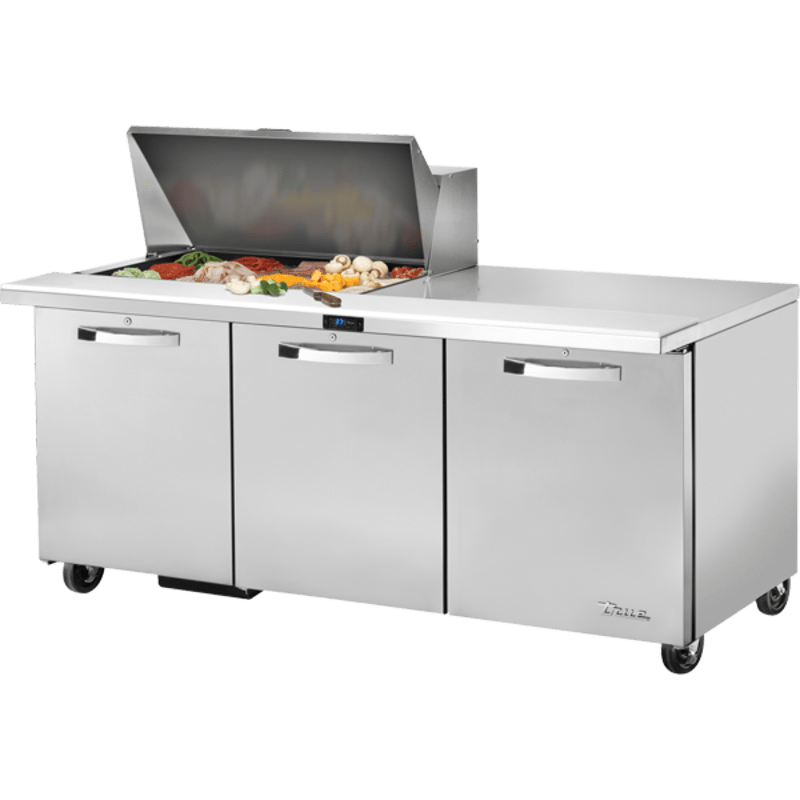 True TSSU-72-15M-B-HC~SPEC3 Spec3 Series Mega Top 3 Solid Door Sandwich/Salad Unit, Silver