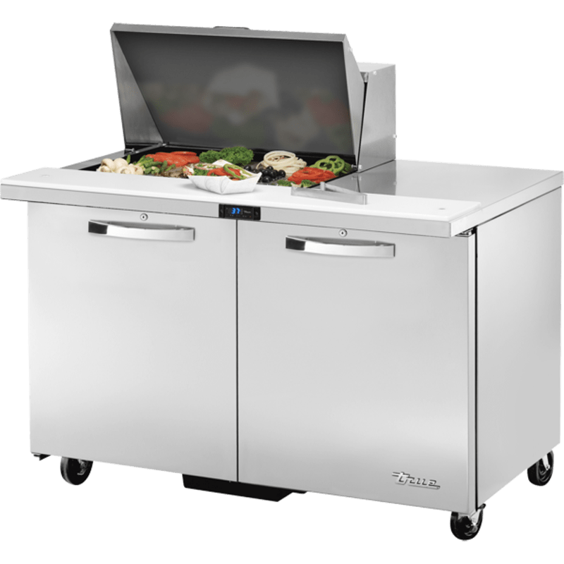 True TSSU-48-12M-B-HC~SPEC3 48" Mega Top Sandwich/Salad Prep Table w/ Refrigerated Base, Silver