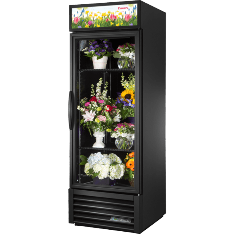 True GDM-23FC-HC~TSL01 1 Section Floral Cooler w/ Swinging Door - Black