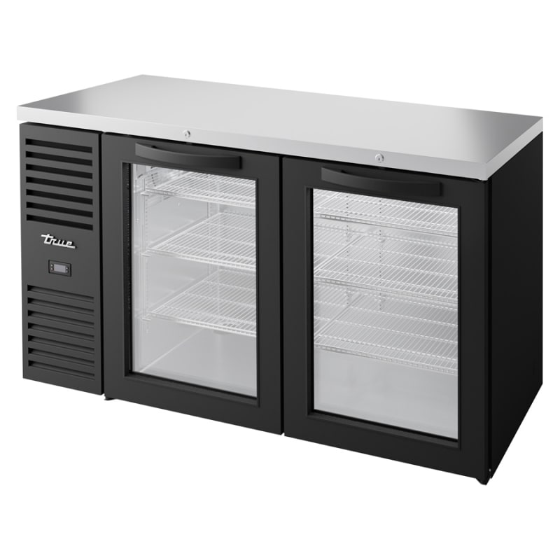 True TBR60-RISZ1-L-B-GG-1 60" Two Glass Swing Door Back Bar Refrigerator