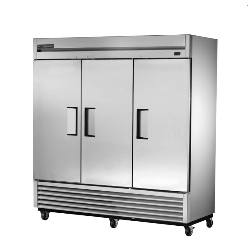 True TS-72-HC 78 1/10" Stainless Steel Three Section Reach-In Refrigerator, Silver