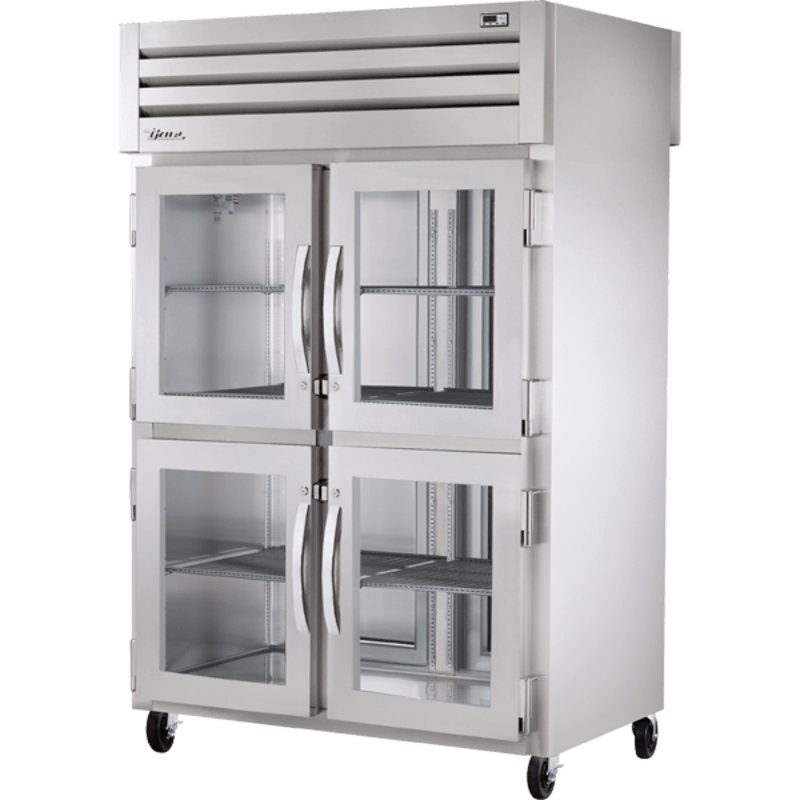 True STG2RPT-4HG-2S-HC 52 3/5" Two Section Pass Thru Refrigerator, Silver