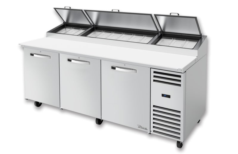 True TPP-AT2-93-HC 93" Pizza Prep Table w/ Refrigerated Base, Silver