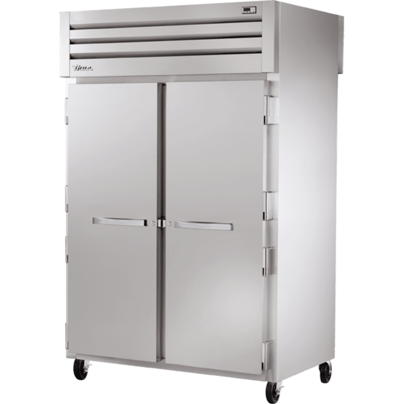 True STR2RPT-2S-2S-HC 52 3/5" Stainless Steel Two Section Pass Thru Refrigerator, Silver