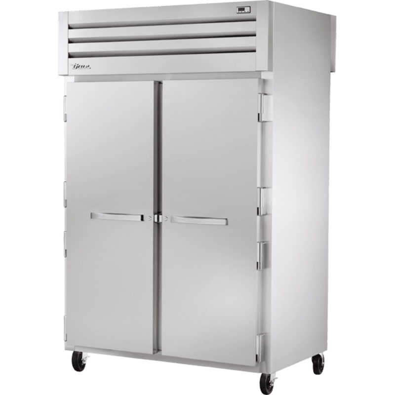 True STR2RPT-2S-2G-HC 52 3/5" Stainless Steel Two Section Pass Thru Refrigerator, Silver