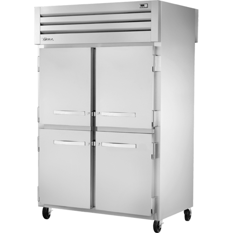 True STA2RPT-4HS-2S-HC 52 3/5" Two Section Pass Thru Refrigerator, Silver