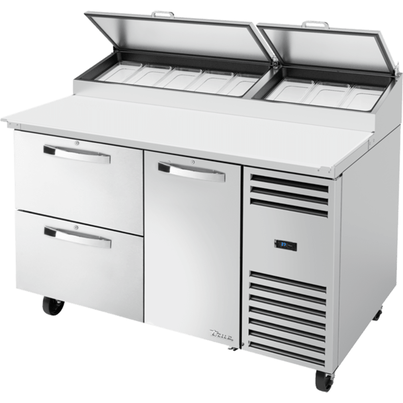 True TPP-AT-60D-2-HC~SPEC3 60.25" Refrigerated Counter, Pizza Prep Table, Silver