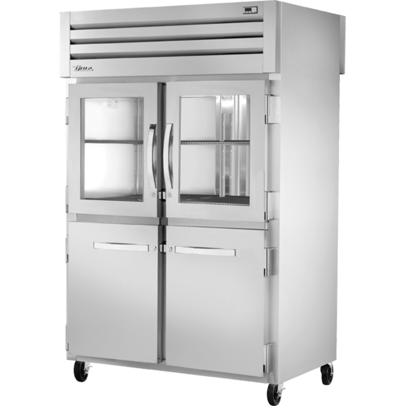 True STA2RPT-2HG/2HS-2S-HC 52 3/5" Two Section Pass Thru Refrigerator, Silver