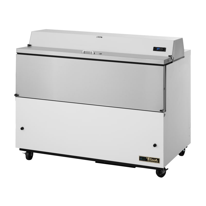 True TMC-58-HC 58" Milk Cooler with White and Stainless Steel Exterior & Clear Aluminum Interior