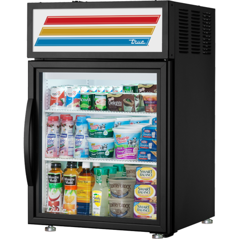 True GDM-05-HC~TSL01 24" Black Countertop Display Refrigerator with Swing Door