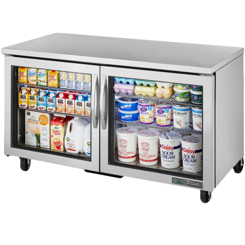 True TUC-60G-HC~FGD01 60" Framed Glass Two Door Stainless Steel Undercounter Refrigerator, Silver