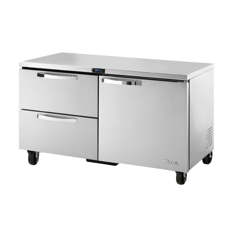 True TUC-60D-2-HC~SPEC3 60" Door and Two Drawered Stainless Steel Undercounter Refrigerator, Silver