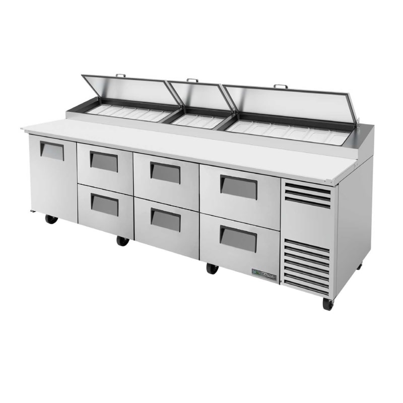 True TPP-AT-119D-6-HC 119" Six Drawers And One Solid Door Pizza Prep Table With Refrigerated Base