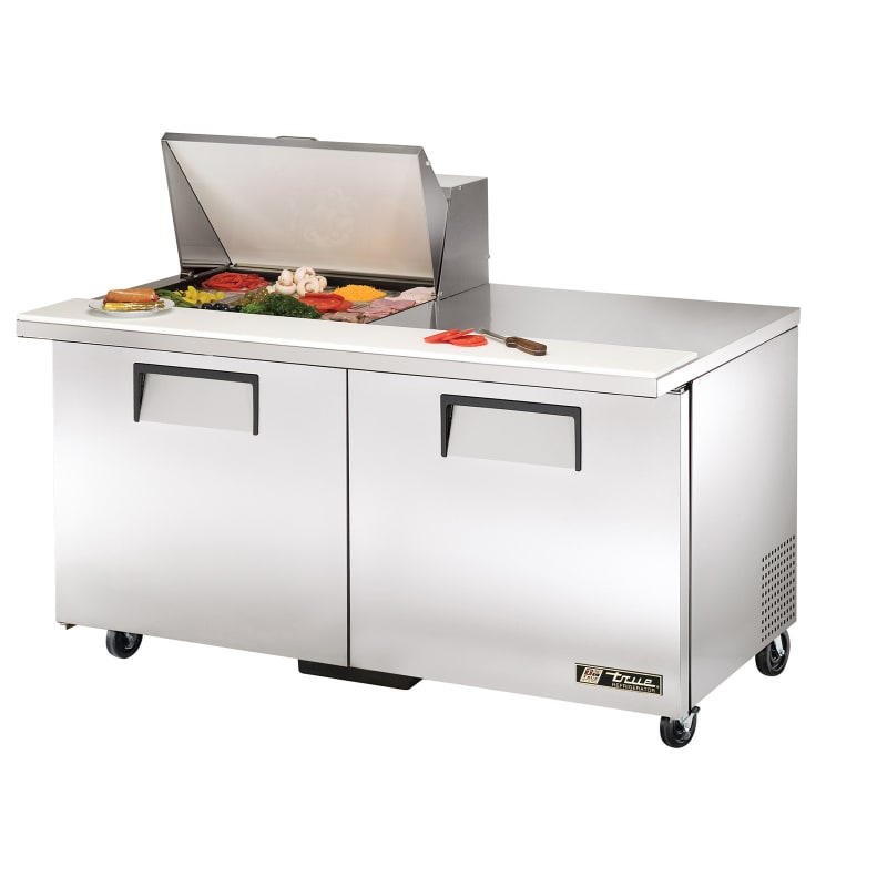 True TSSU-60-12M-B-HC 60" Mega Top Sandwich/Salad Prep Table With Two Solid Door Refrigerated Base